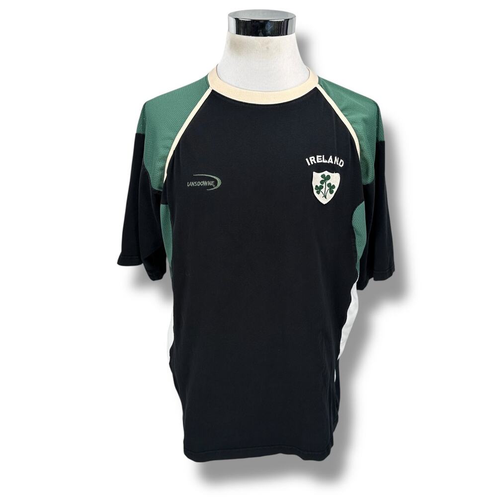Vintage Lansdowne Ireland Rugby Shirt Men’s XL Green Black Cotton Pullover‎